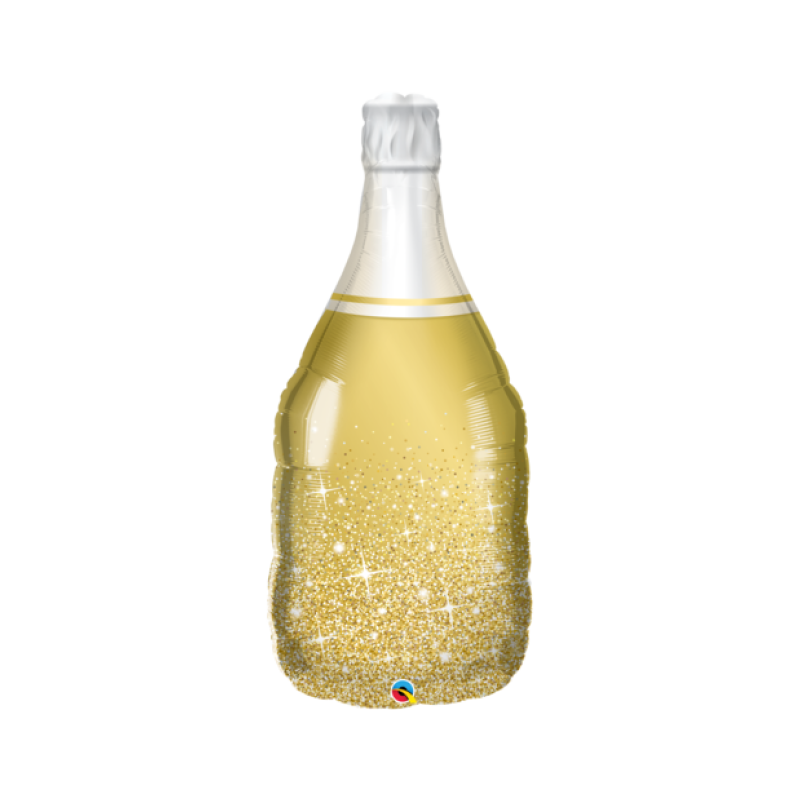 Qualatex Foil Shape Golden Bubbly Wine Bottle