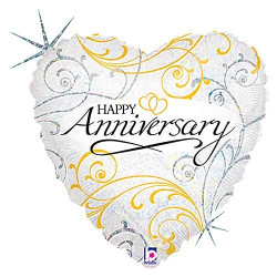 Filigree Anniversary Heart Holographic Foil 45cm