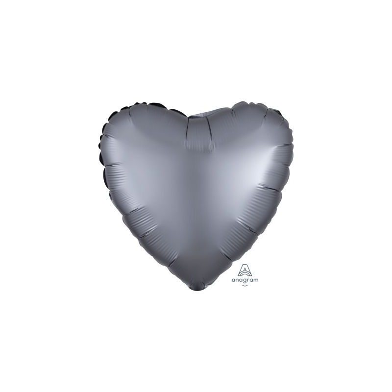 Satin Luxe Graphite Heart Foil 45cm