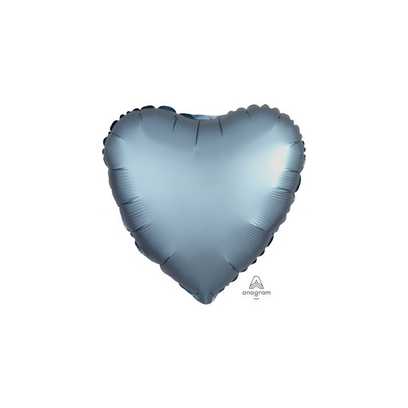 Satin Luxe Steel Blue Heart Foil 45cm