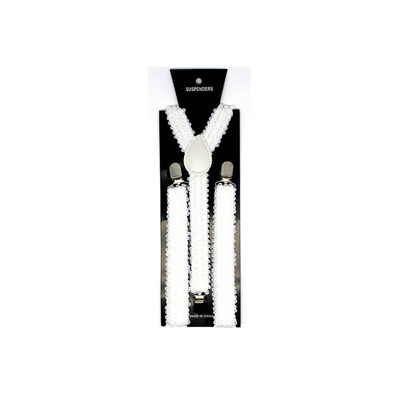 White Sequin Suspenders