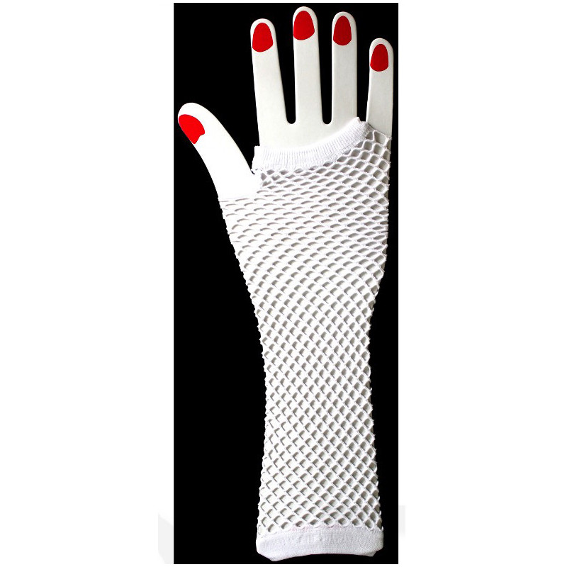 White Fishnet Long Gloves