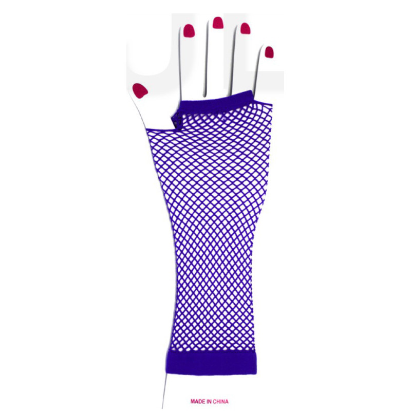 Purple Fishnet Long Gloves