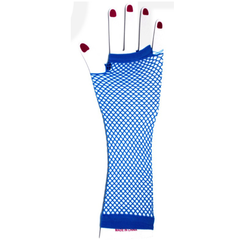 Blue Fishnet Long Gloves