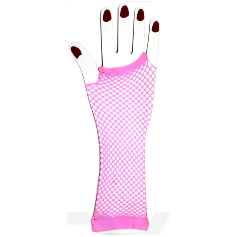 Pink Fishnet Long Gloves