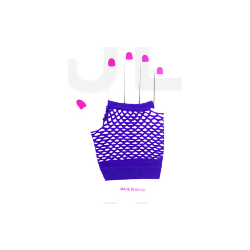 Purple Fishnet Short Gloves