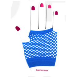 Blue Fishnet Short Gloves