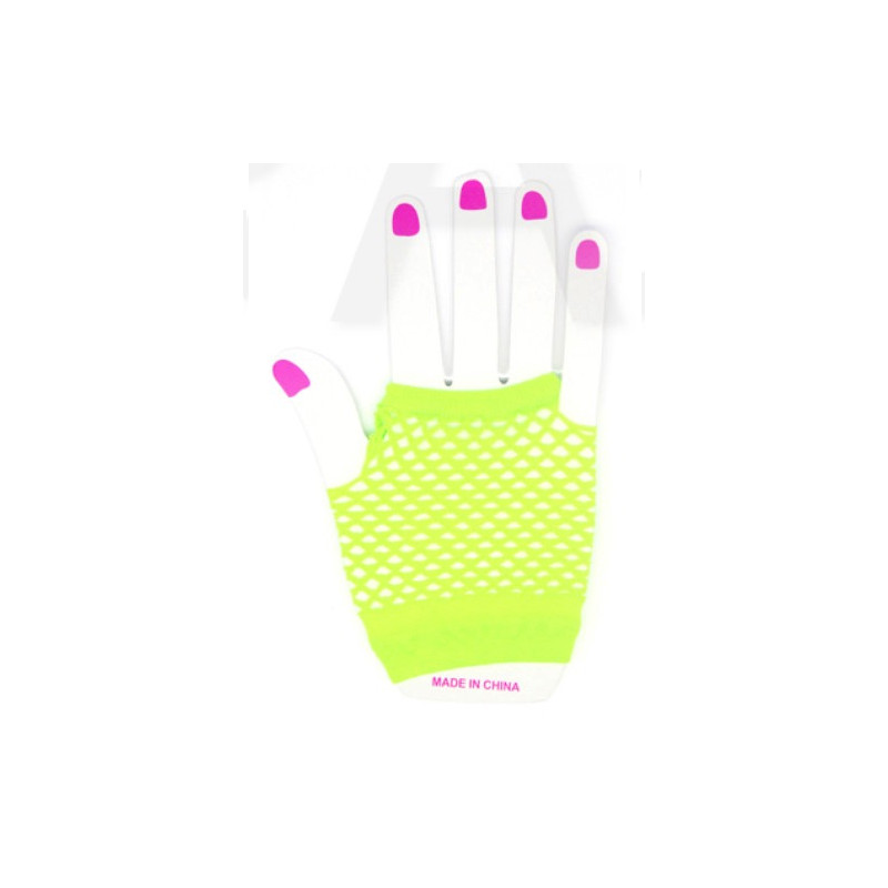 Fluro Green Fishnet Short Gloves