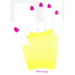 Yellow Fishnet Short Gloves