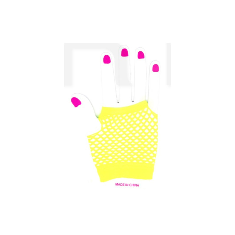 Yellow Fishnet Short Gloves