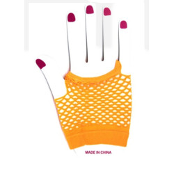 Orange Fishnet Short Gloves