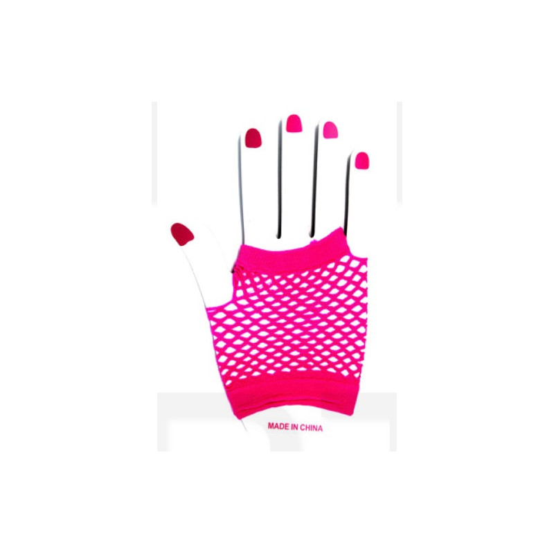 Hot Pink Fishnet Short Gloves