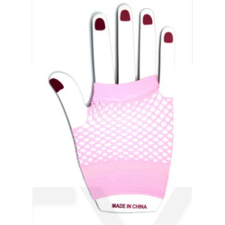 Pink Fishnet Short Gloves