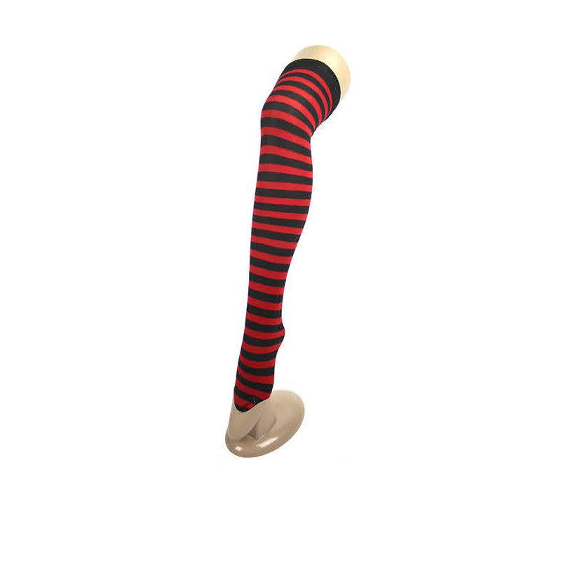 Red Black Stripe Over the Knee Stockings