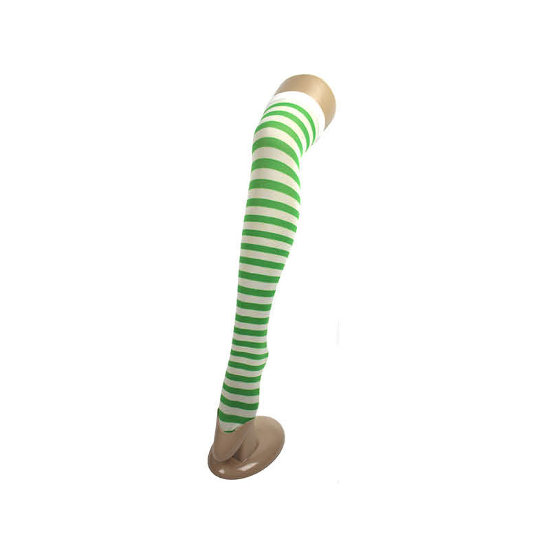 Green White Stripe Over the Knee Stockings