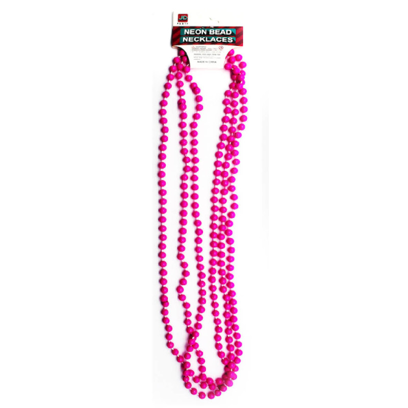 Hot Pink Beaded Necklace 3pk