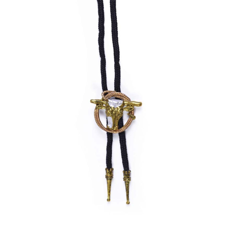 Cowboy Bolo Tie - Gold Buffalo