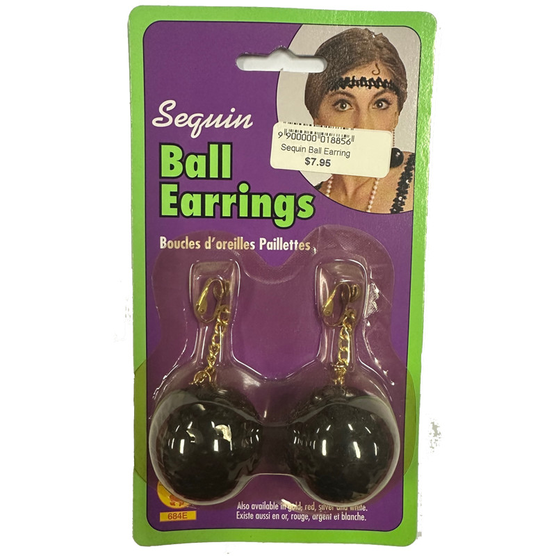 Black Sequin Ball Earring