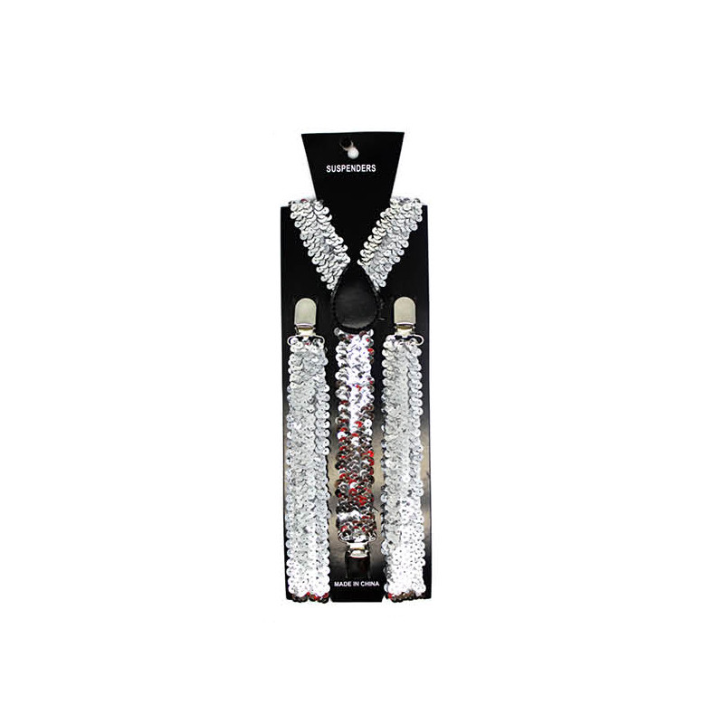 Silver Sequin Suspenders