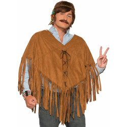 Hippie Fringed Poncho Adult...