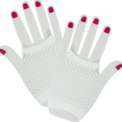 White Fishnet Short Gloves