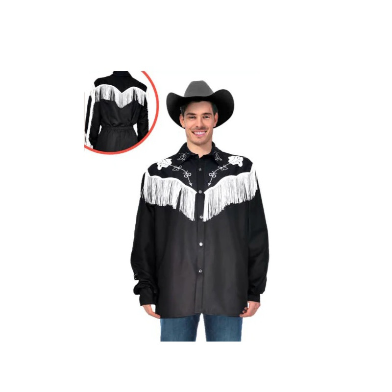 Black Cowboy Fringe Shirt Adult Costume