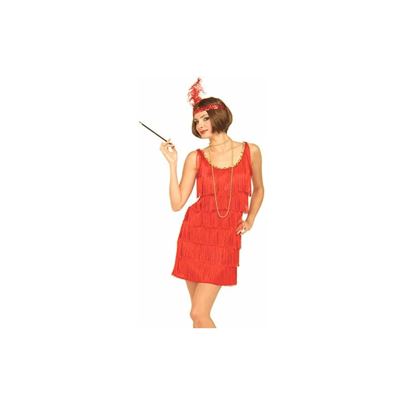 Fringed Flapper Red Dress Adult Costume