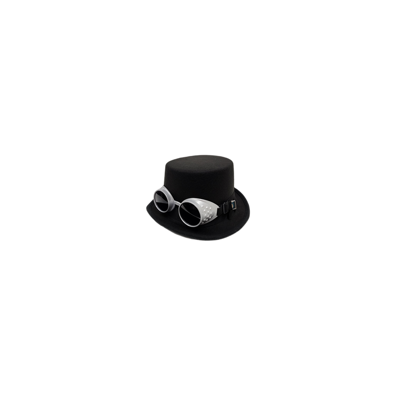 Steampunk Black Top Hat with Goggles