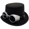 Steampunk Black Top Hat with Goggles