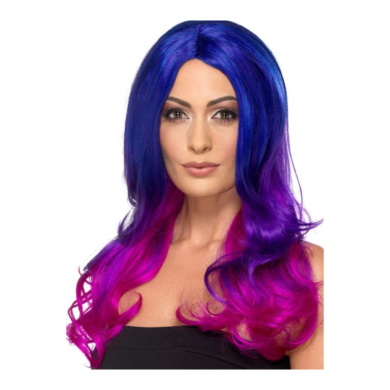 Blue and Pink Heat Resistant Fashion Ombre Wig