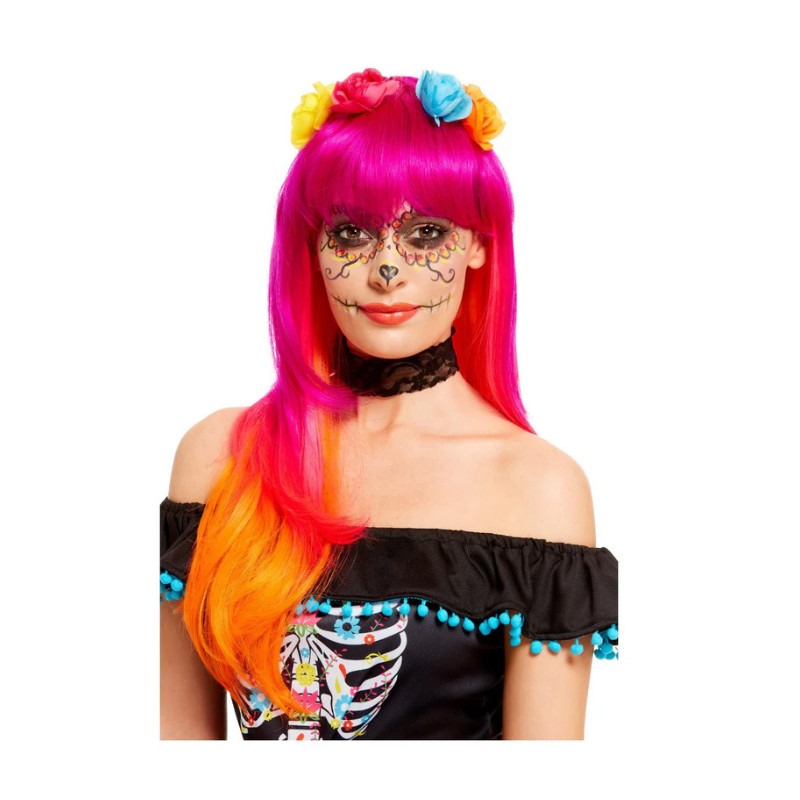 Day of the Dead Glam Orange Wig