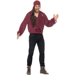 Maroon Pirate Shirt Adult Costume