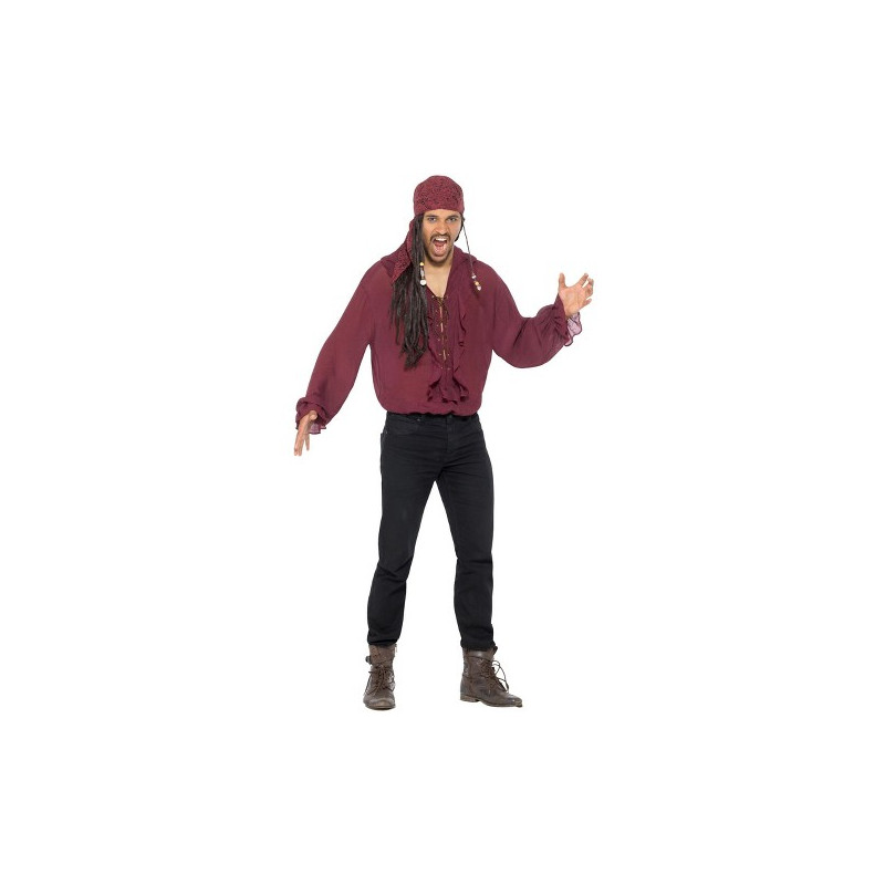 Maroon Pirate Shirt Adult Costume