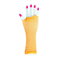 Orange Fishnet Long Gloves