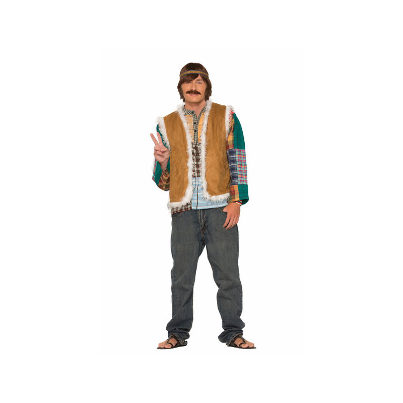 Hippie Faux Fur Trimmed Vest Adult Costume