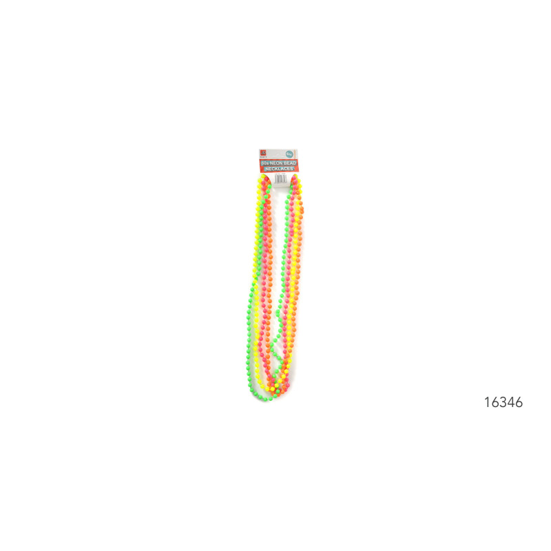 Fluro Beaded Necklace 4PK